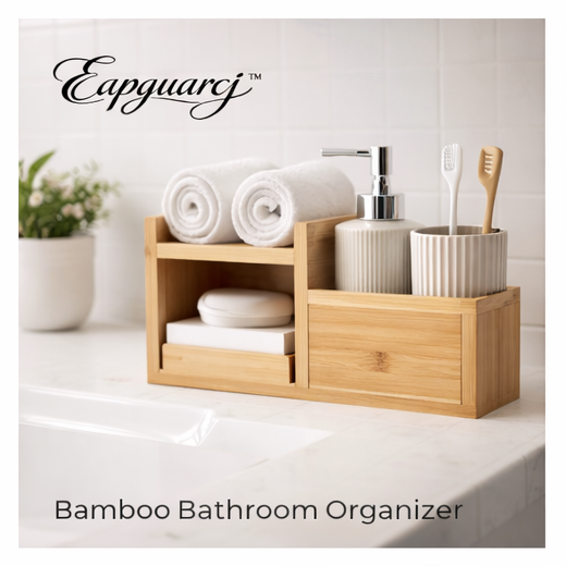 Eapguarcj™ Bamboo Bathroom Organizer – Eco-Friendly Storage Solution