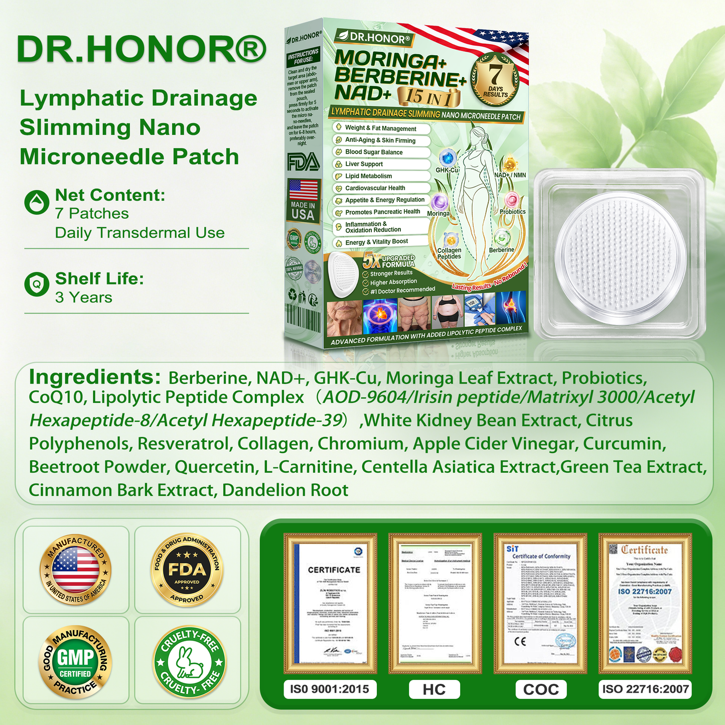 [2026 New & Upgraded: 80% OFF] ✅ DR.HONOR® Slimming Nano-Microneedle Patch, 5X Lipolytic Peptide Formula, Supports Body Contouring, Lymphatic Flow, Joint Comfort, Better Sleep & Focus
