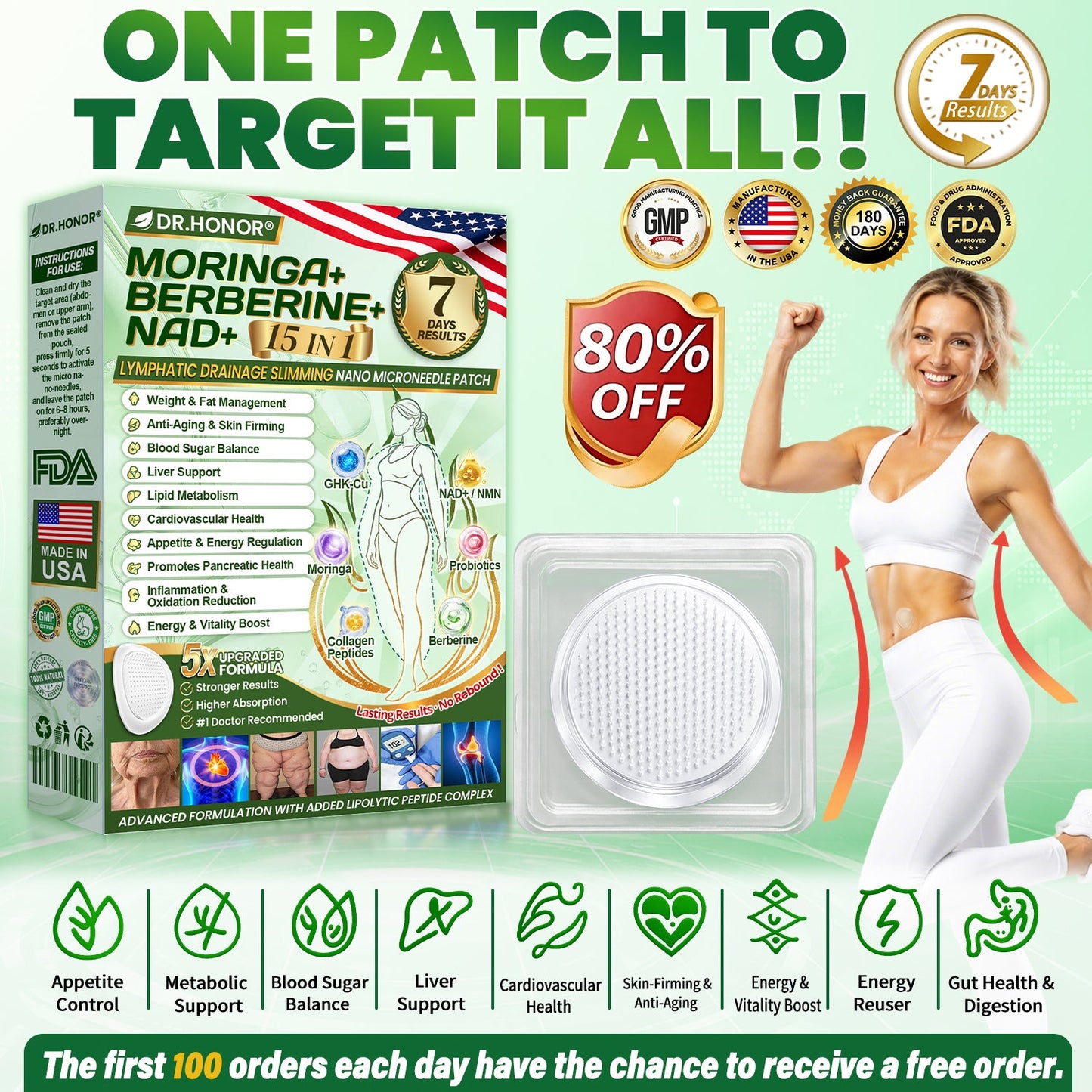 [2026 New & Upgraded: 80% OFF] ✅ DR.HONOR® Slimming Nano-Microneedle Patch, 5X Lipolytic Peptide Formula, Supports Body Contouring, Lymphatic Flow, Joint Comfort, Better Sleep & Focus